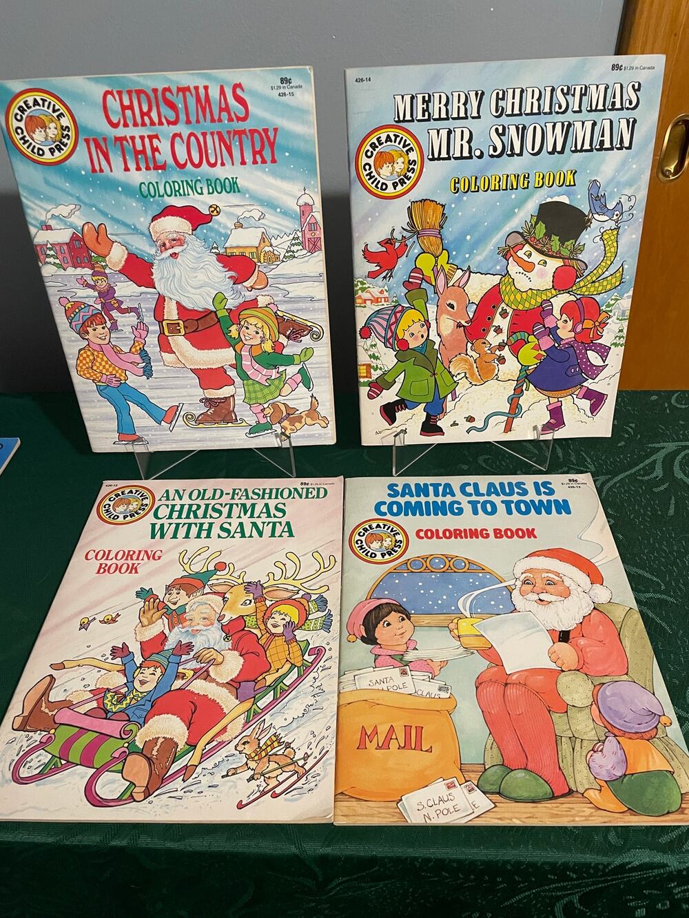 Vtg Coloring Books Christmas Holiday Santa Snowman Lot Of 4 Unused 80's